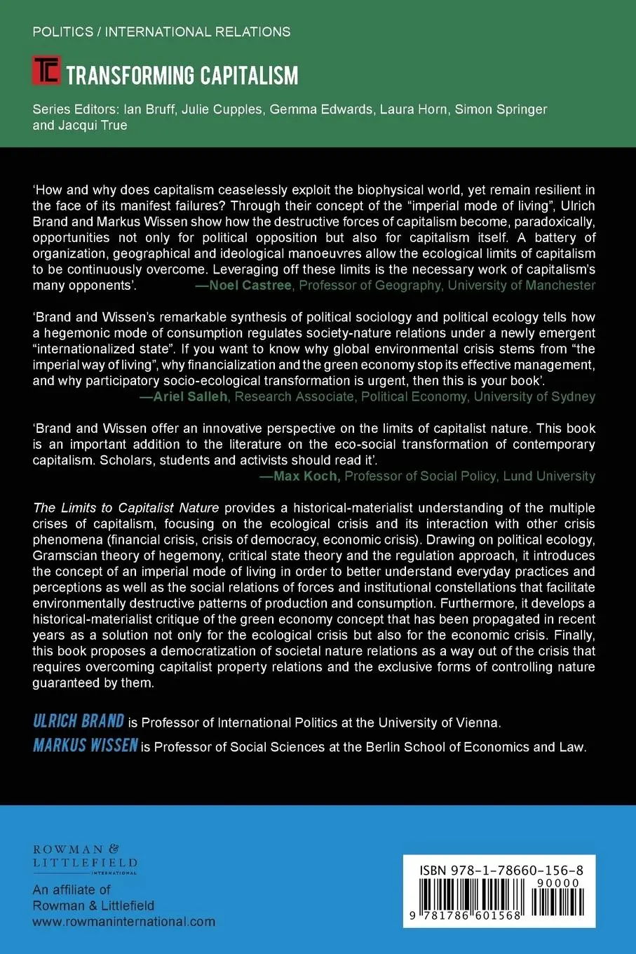 Rückseite: 9781786601568 | The Limits to Capitalist Nature | Ulrich Brand (u. a.) | Taschenbuch