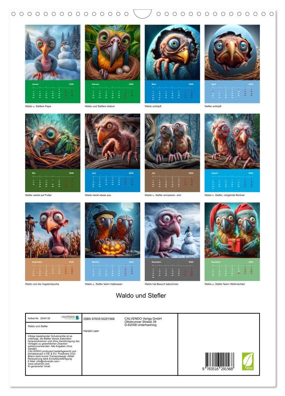 Bild: 9783516291568 | Waldo und Stefler (Wandkalender 2026 DIN A3 hoch), CALVENDO...