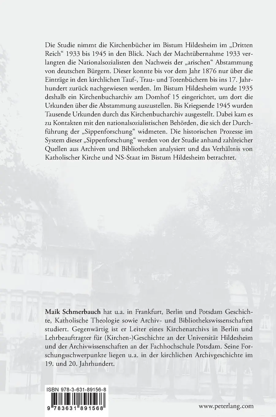 Rückseite: 9783631891568 | Die Kirchenbücher und die nationalsozialistische 'Sippenforschung'...