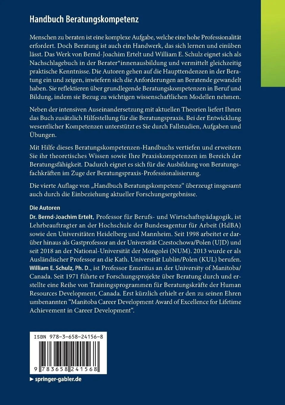 Rückseite: 9783658241568 | Handbuch Beratungskompetenz | William E. Schulz (u. a.) | Taschenbuch