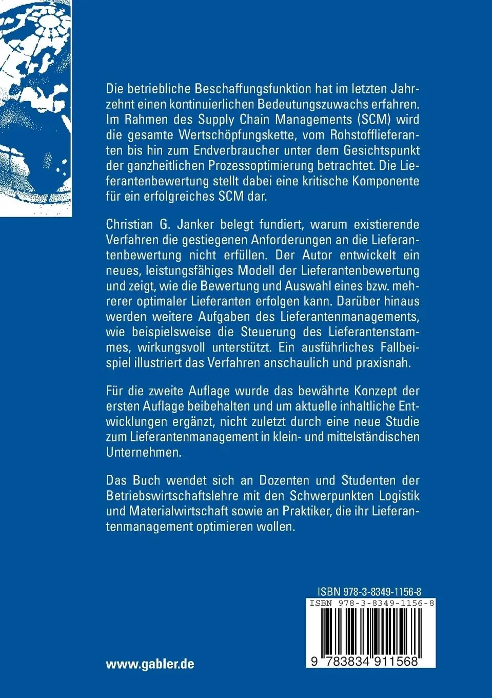Rückseite: 9783834911568 | Multivariate Lieferantenbewertung | Christian G. Janker | Taschenbuch