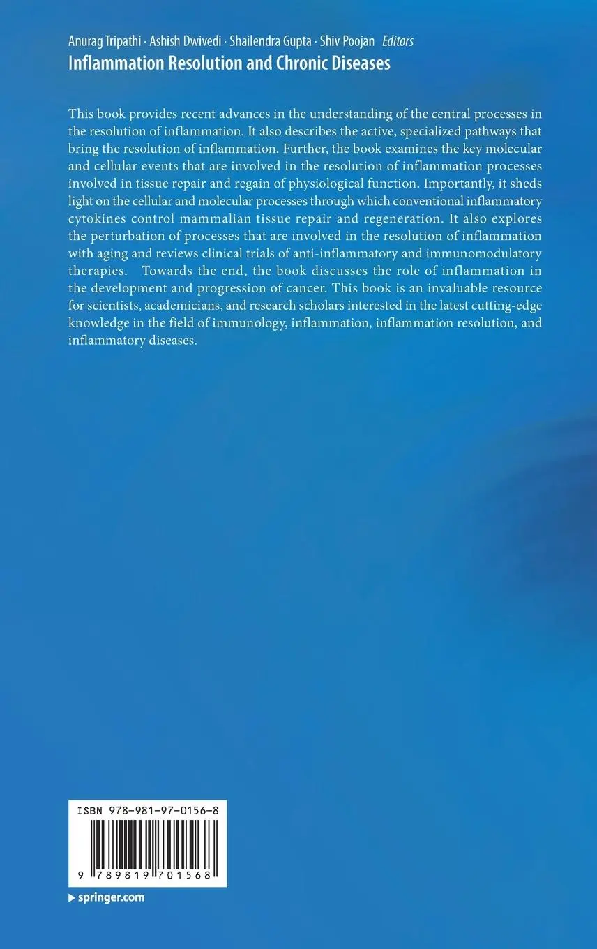 Rückseite: 9789819701568 | Inflammation Resolution and Chronic Diseases | Anurag Tripathi (u. a.)