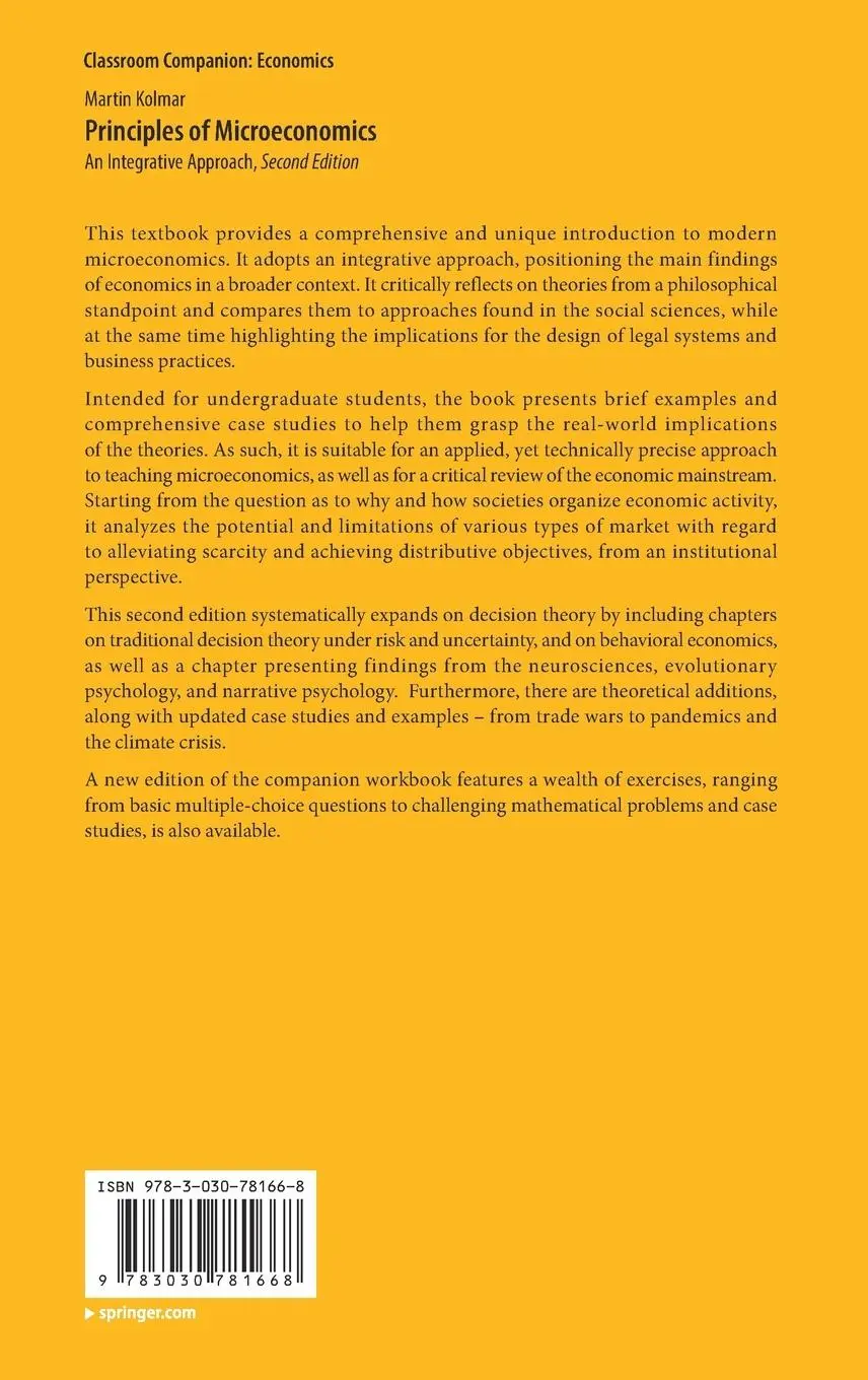 Rückseite: 9783030781668 | Principles of Microeconomics | An Integrative Approach | Martin Kolmar