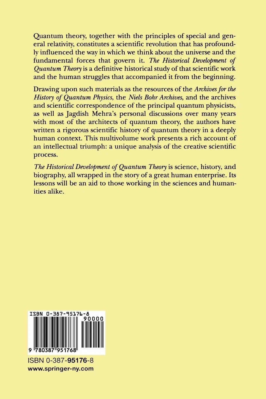 Rückseite: 9780387951768 | The Discovery of Quantum Mechanics 1925 | Helmut Rechenberg (u. a.)