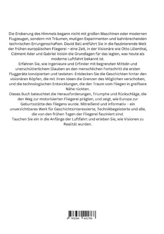 Rückseite: 9783384441768 | Die frühen Jahre der europäischen Fliegerei | David Bell | Taschenbuch