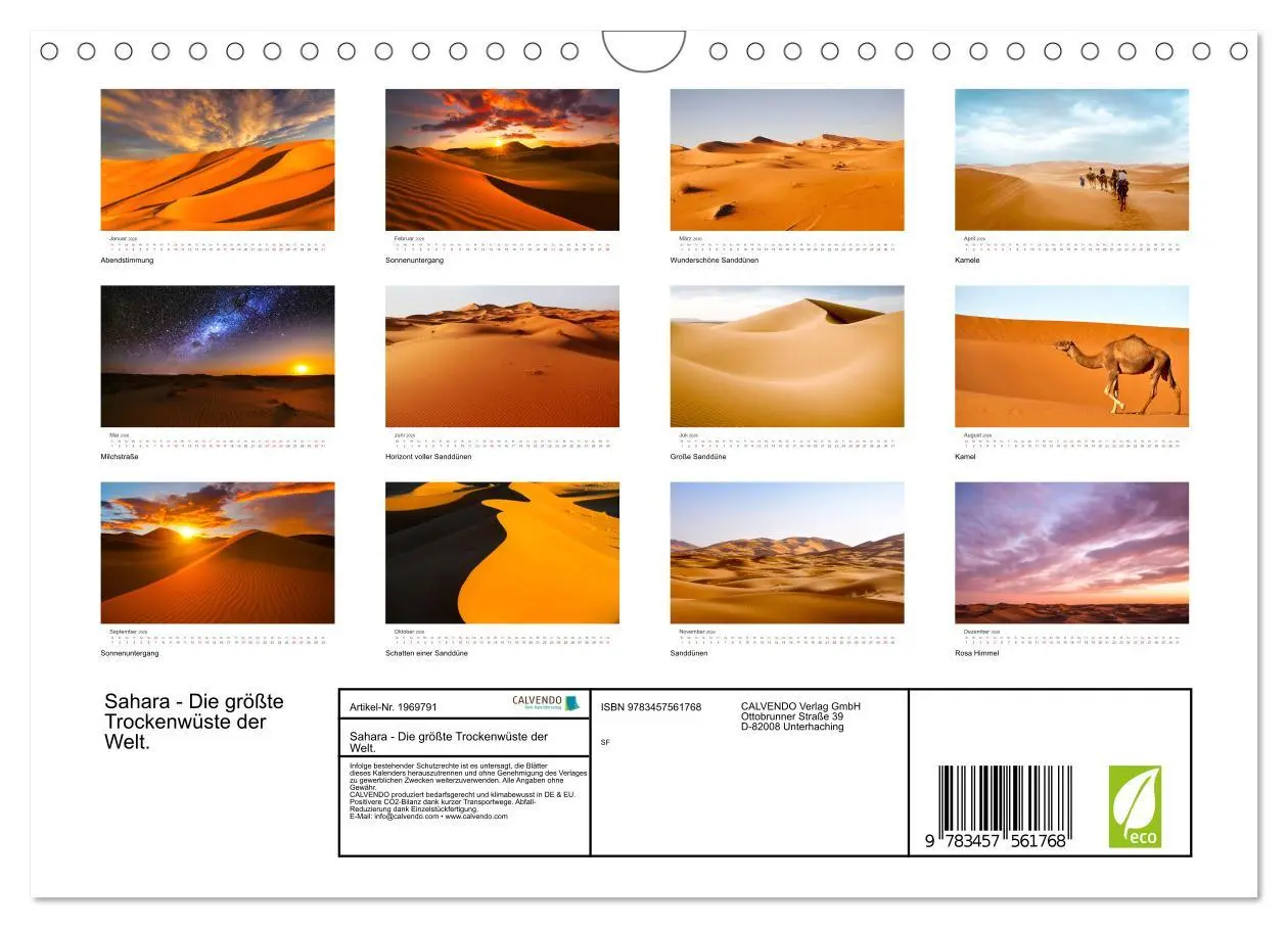 Bild: 9783457561768 | Sahara - Die größte Trockenwüste der Welt. (Wandkalender 2026 DIN...
