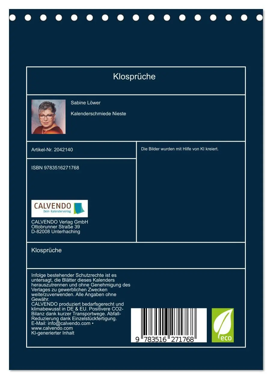Bild: 9783516271768 | Klosprüche (Tischkalender 2026 DIN A5 hoch), CALVENDO Monatskalender
