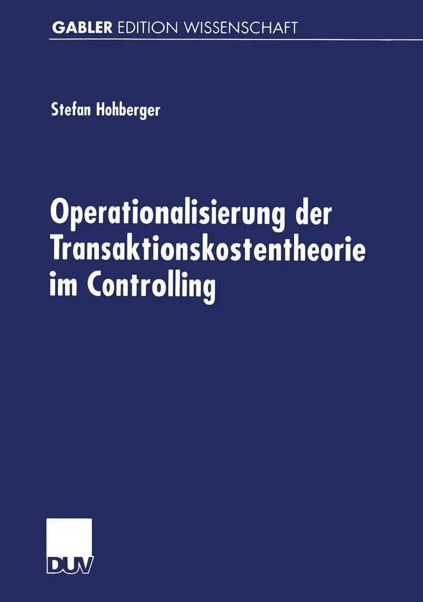 Cover: 9783824471768 | Operationalisierung der Transaktionskostentheorie im Controlling