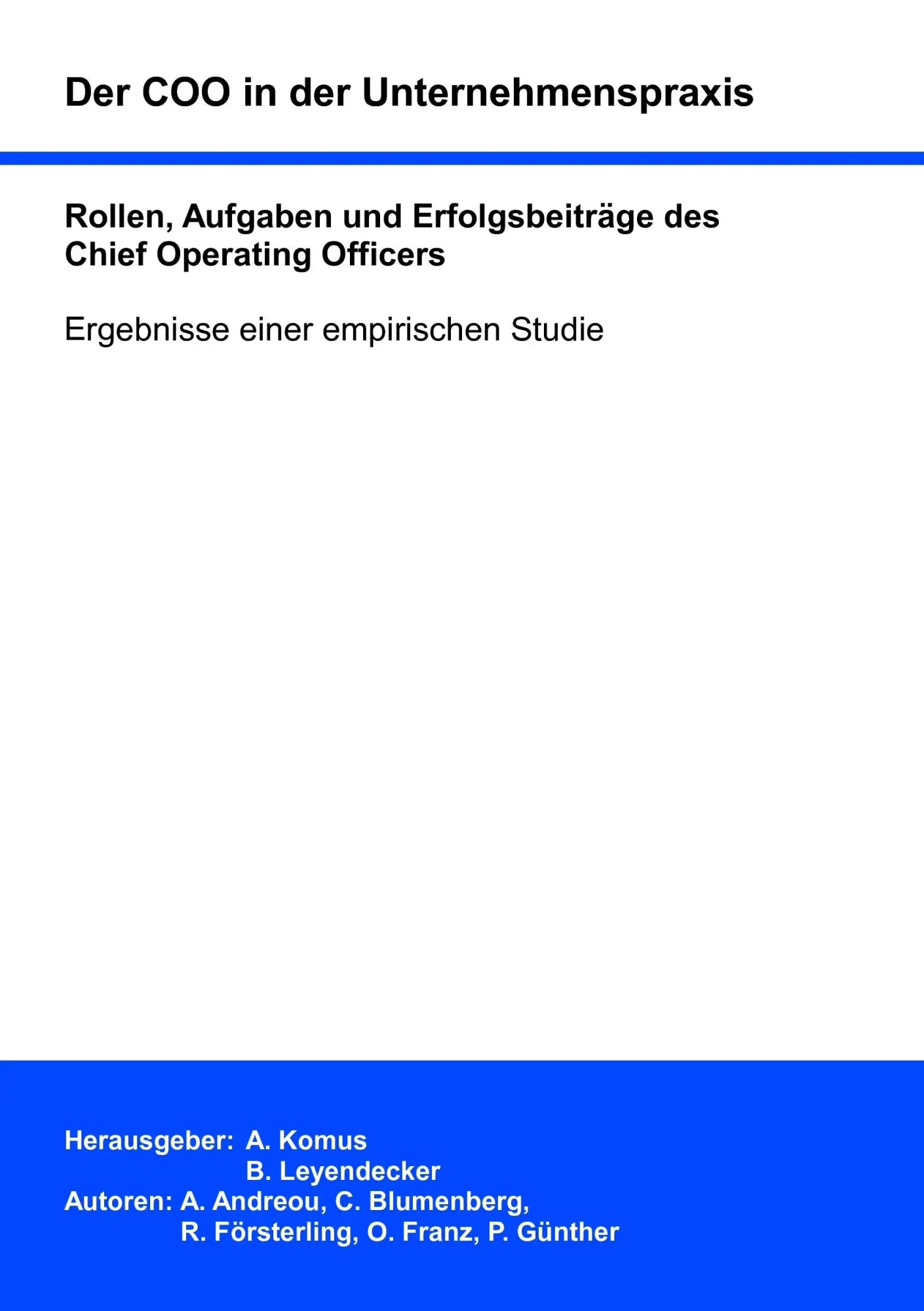 Cover: 9783839181768 | Der COO in der Unternehmenspraxis | Philipp Günther (u. a.) | Buch