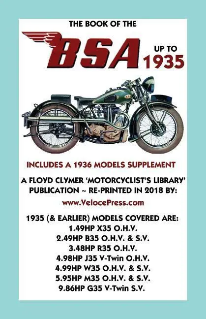 Cover: 9781588501868 | Book of the BSA Up to 1935 - Includes a 1936 Models Supplement | Camm