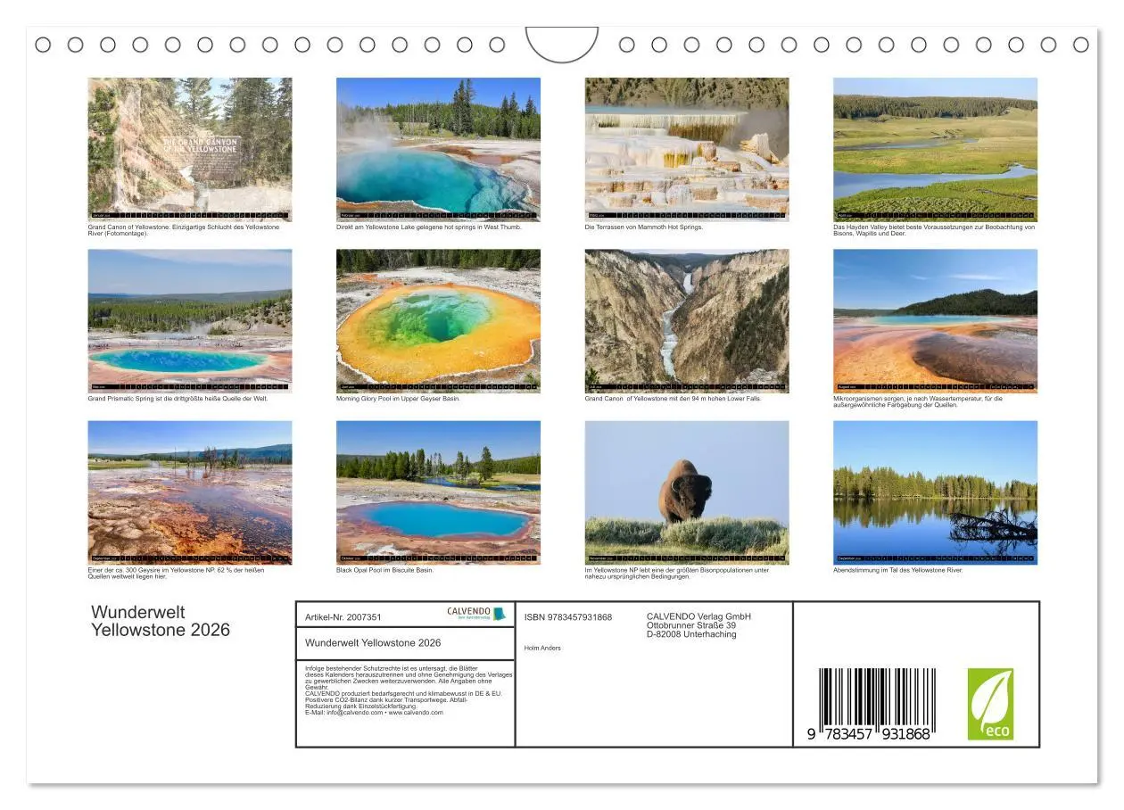 Bild: 9783457931868 | Wunderwelt Yellowstone 2026 (Wandkalender 2026 DIN A4 quer),...