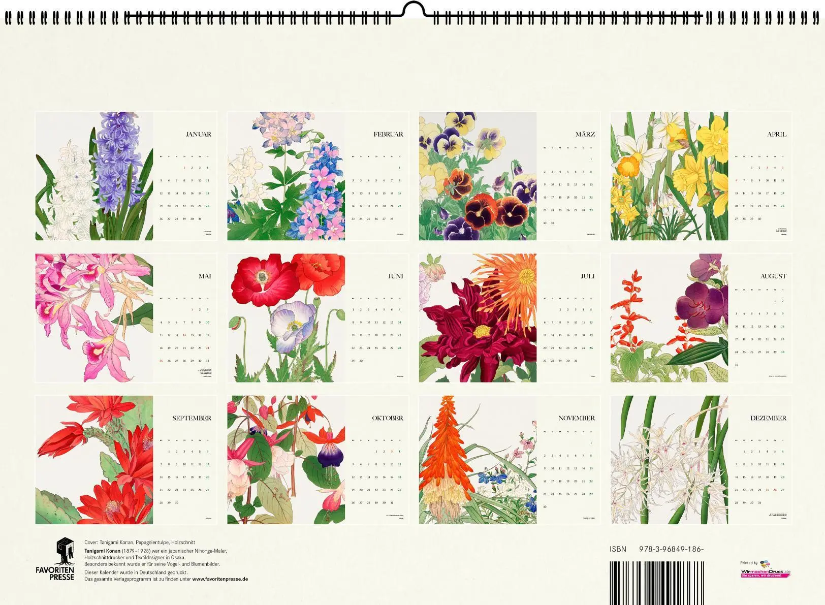 Rückseite: 9783968491868 | Tanigami Konan. Wandkalender 2026 | Japanischer Blütenrausch | Konan