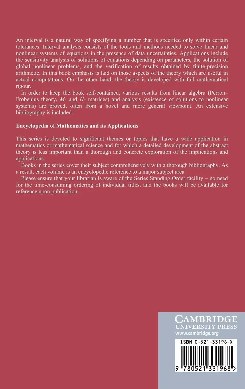 Rückseite: 9780521331968 | Interval Methods for Systems of Equations | A. Neumaier (u. a.) | Buch
