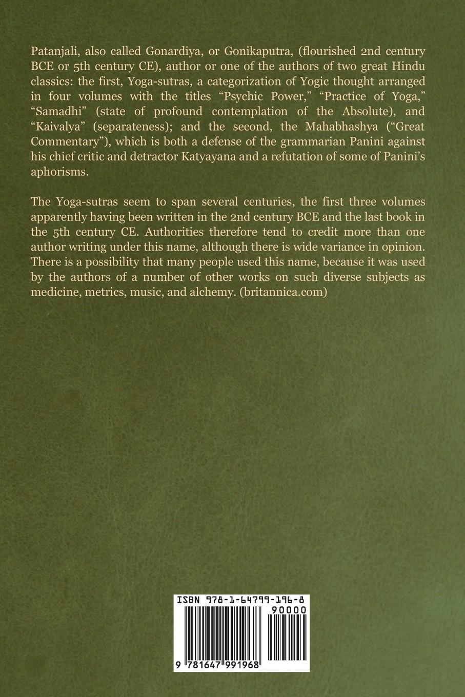 Rückseite: 9781647991968 | The Yoga Sutras of Patanjali | The Book of the Spiritual Man | Buch