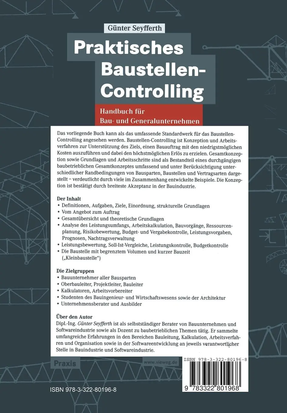Rückseite: 9783322801968 | Praktisches Baustellen-Controlling | Günter Seyfferth | Taschenbuch