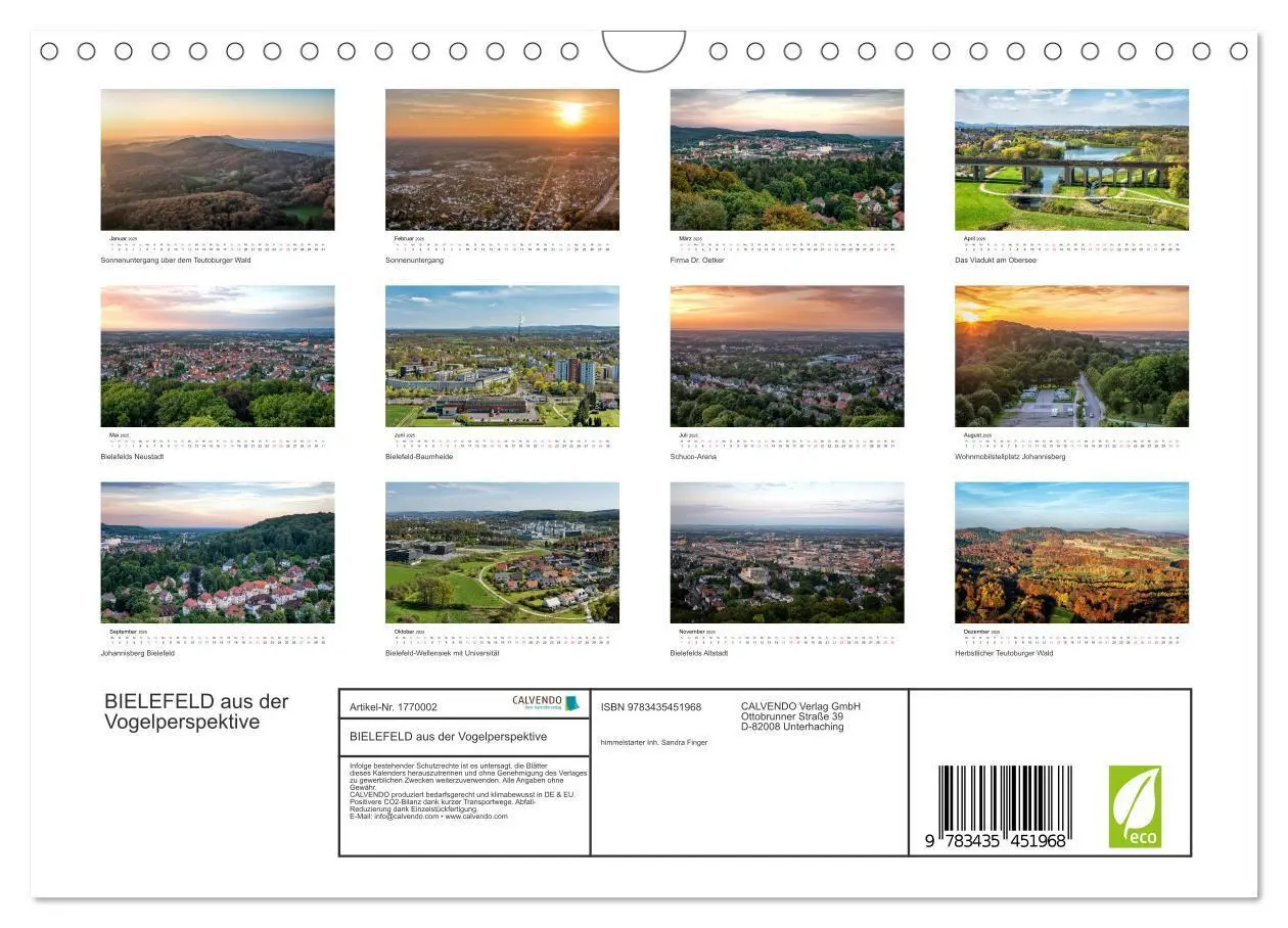 Bild: 9783435451968 | BIELEFELD aus der Vogelperspektive (Wandkalender 2025 DIN A4 quer),...
