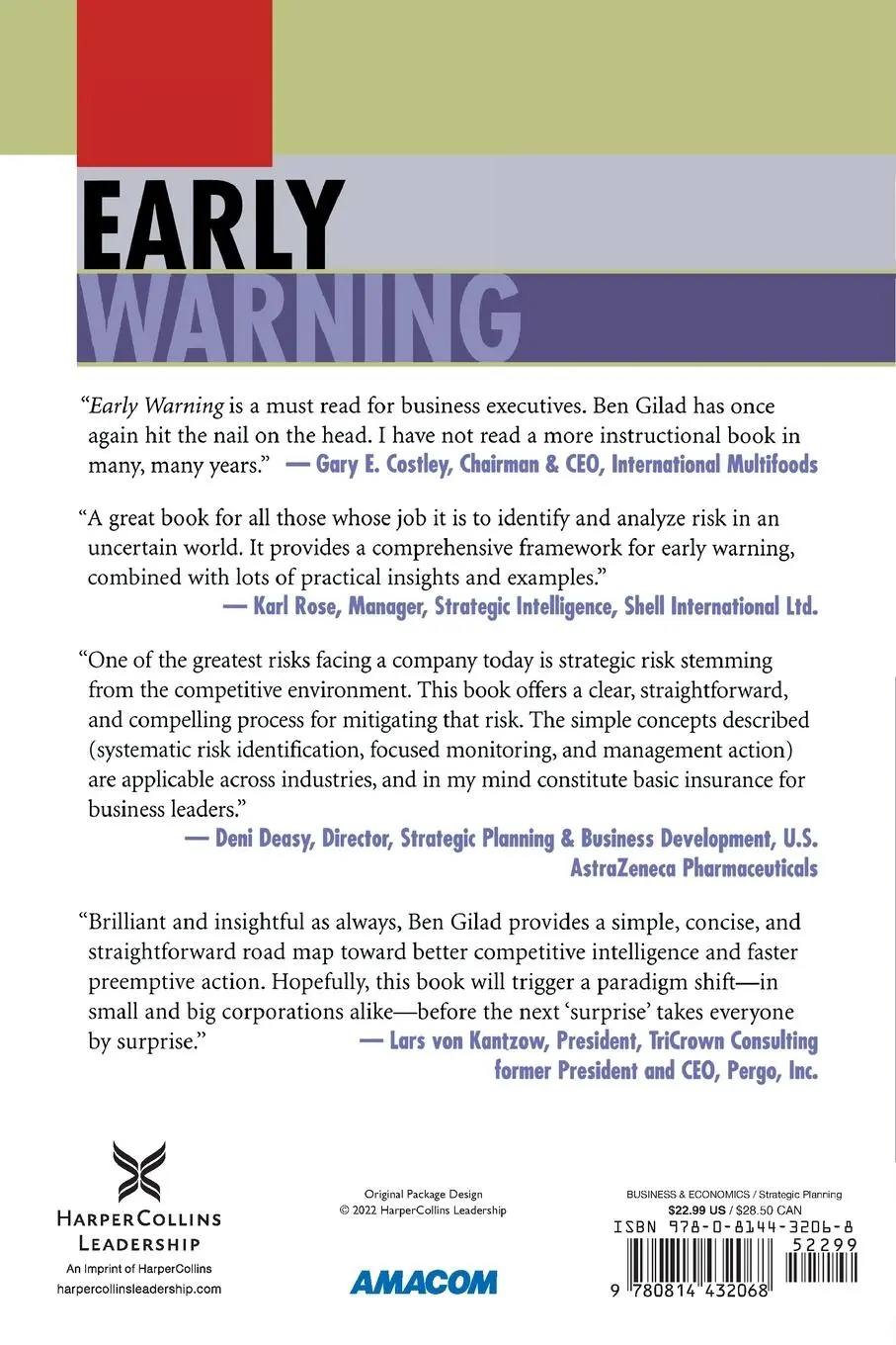 Rückseite: 9780814432068 | Early Warning | Benjamin Gilad | Taschenbuch | Englisch | 2011