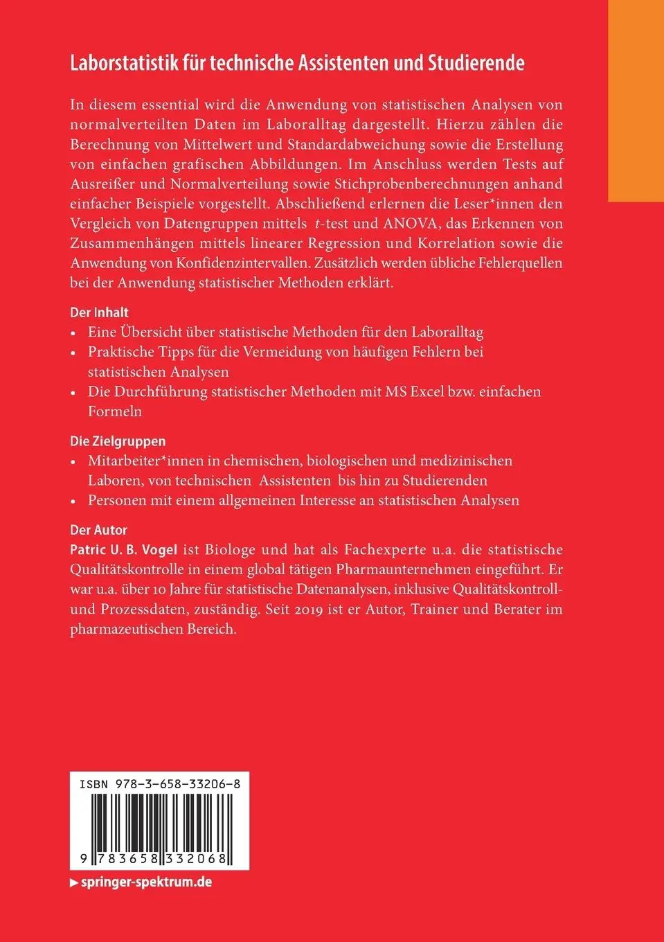 Rückseite: 9783658332068 | Laborstatistik für technische Assistenten und Studierende | Vogel