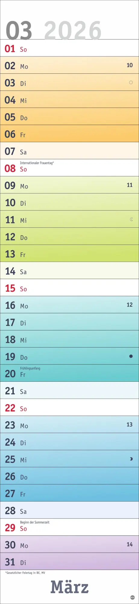 Bild: 9783756412068 | Bunte Wochen Langplaner XL 2026 | Kalender | Bürokalender Heye | 13 S.