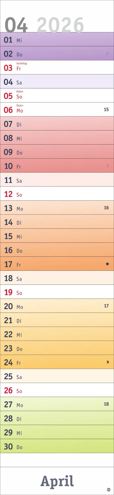 Bild: 9783756412068 | Bunte Wochen Langplaner XL 2026 | Kalender | Bürokalender Heye | 13 S.