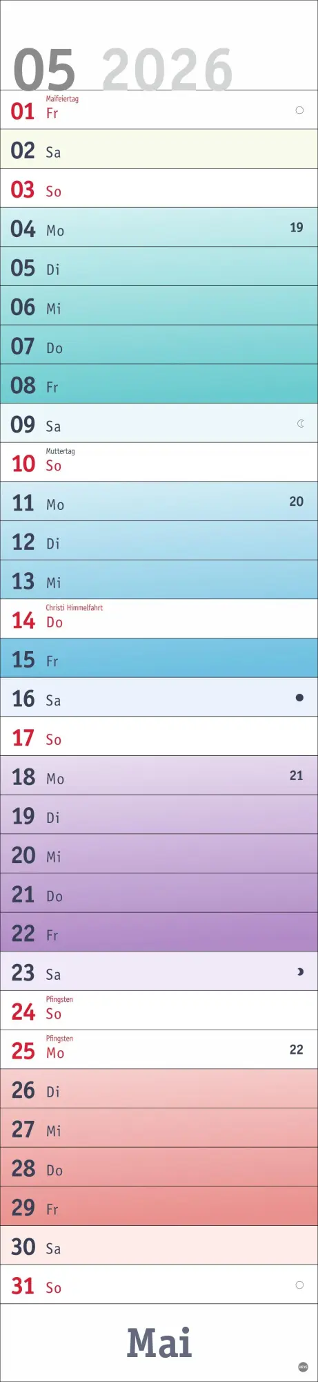 Bild: 9783756412068 | Bunte Wochen Langplaner XL 2026 | Kalender | Bürokalender Heye | 13 S.