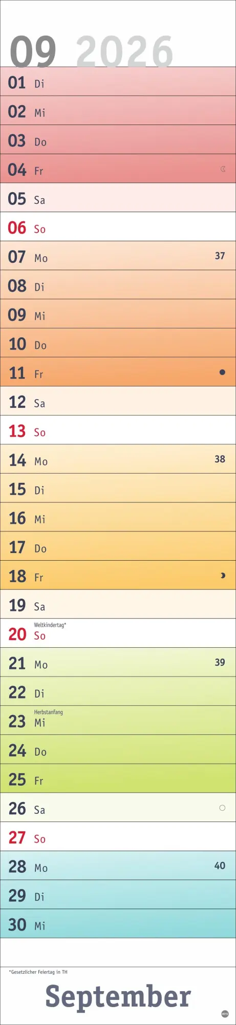 Bild: 9783756412068 | Bunte Wochen Langplaner XL 2026 | Kalender | Bürokalender Heye | 13 S.