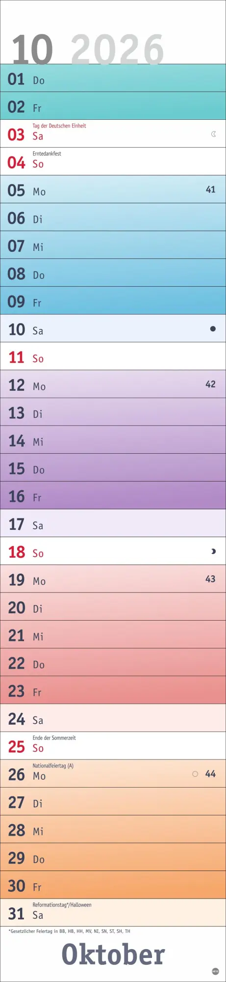 Bild: 9783756412068 | Bunte Wochen Langplaner XL 2026 | Kalender | Bürokalender Heye | 13 S.