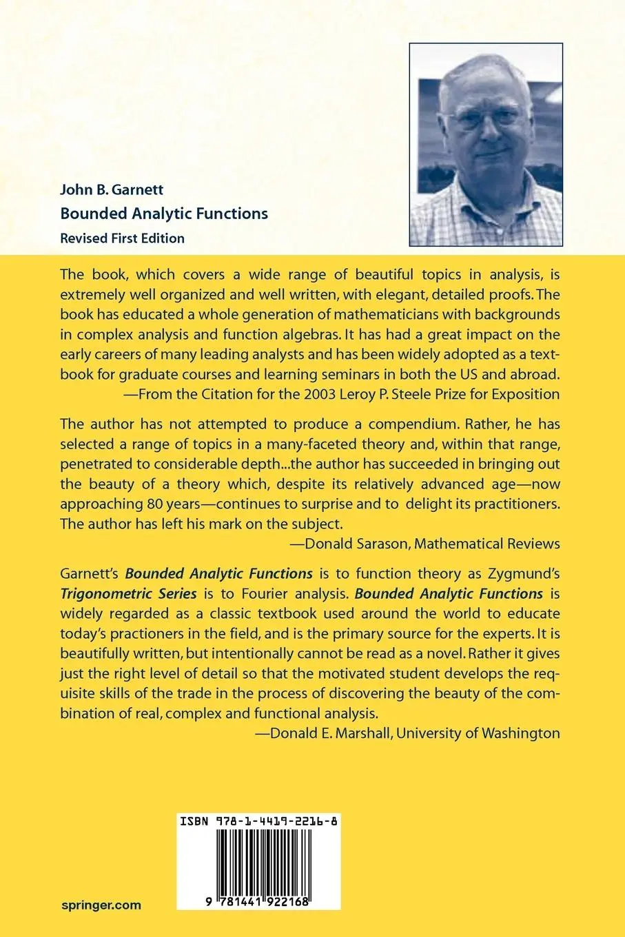 Rückseite: 9781441922168 | Bounded Analytic Functions | John Garnett | Taschenbuch | xiv | 2010