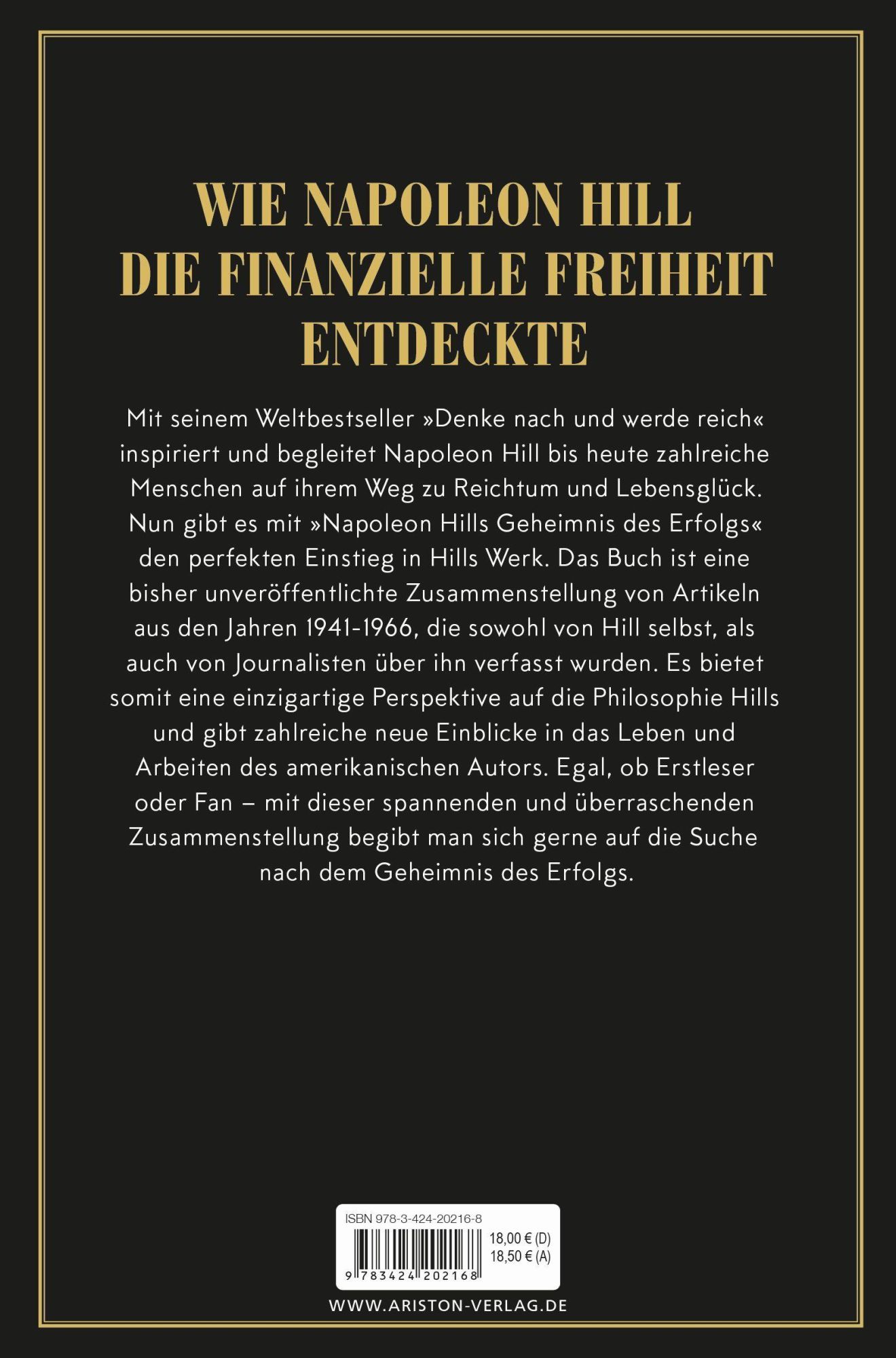 Bild: 9783424202168 | Napoleon Hills Geheimnis des Erfolgs | Napoleon Hill | Taschenbuch
