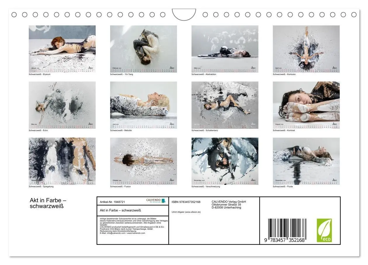 Bild: 9783457352168 | Akt in Farbe - schwarzweiß (Wandkalender 2026 DIN A4 quer),...