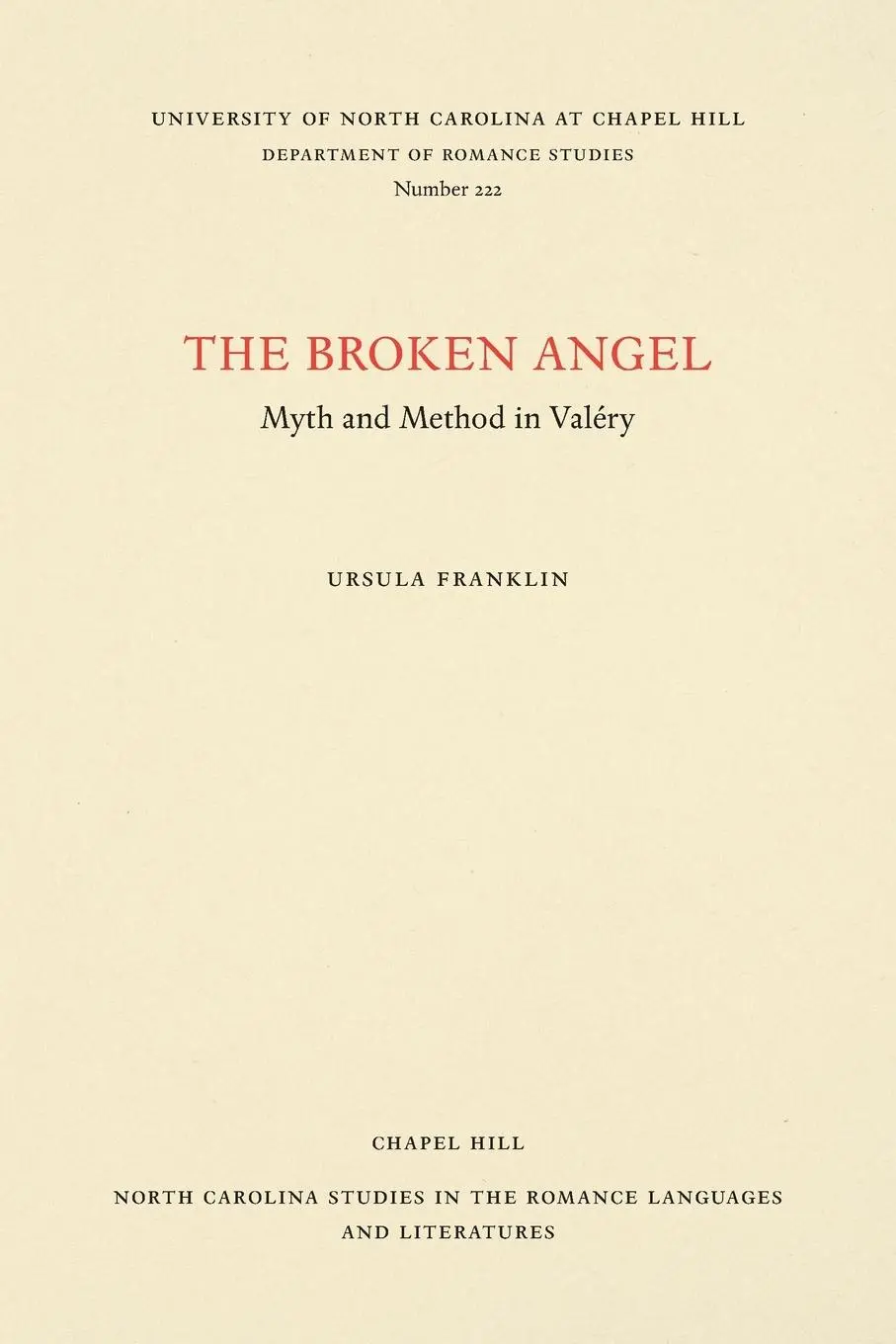 Cover: 9780807892268 | The Broken Angel | Myth and Method in Valéry | Ursula Franklin | Buch