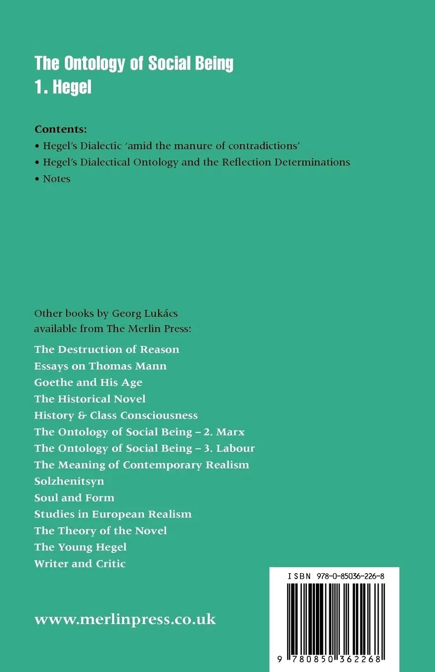 Rückseite: 9780850362268 | Ontology of Social Being, Volume 1. Hegel | Georg Lukacs | Taschenbuch