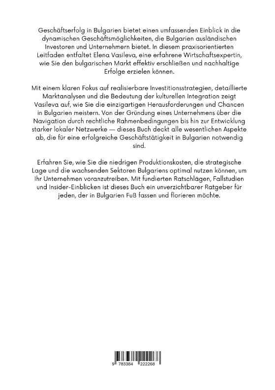 Rückseite: 9783384222268 | Geschäftserfolg in Bulgarien | Elena Vasileva | Taschenbuch | 232 S.