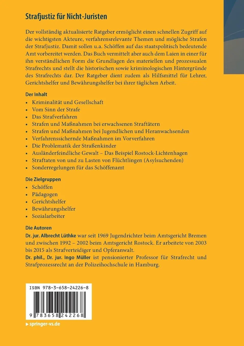 Rückseite: 9783658242268 | Strafjustiz für Nicht-Juristen | Ingo Müller (u. a.) | Taschenbuch