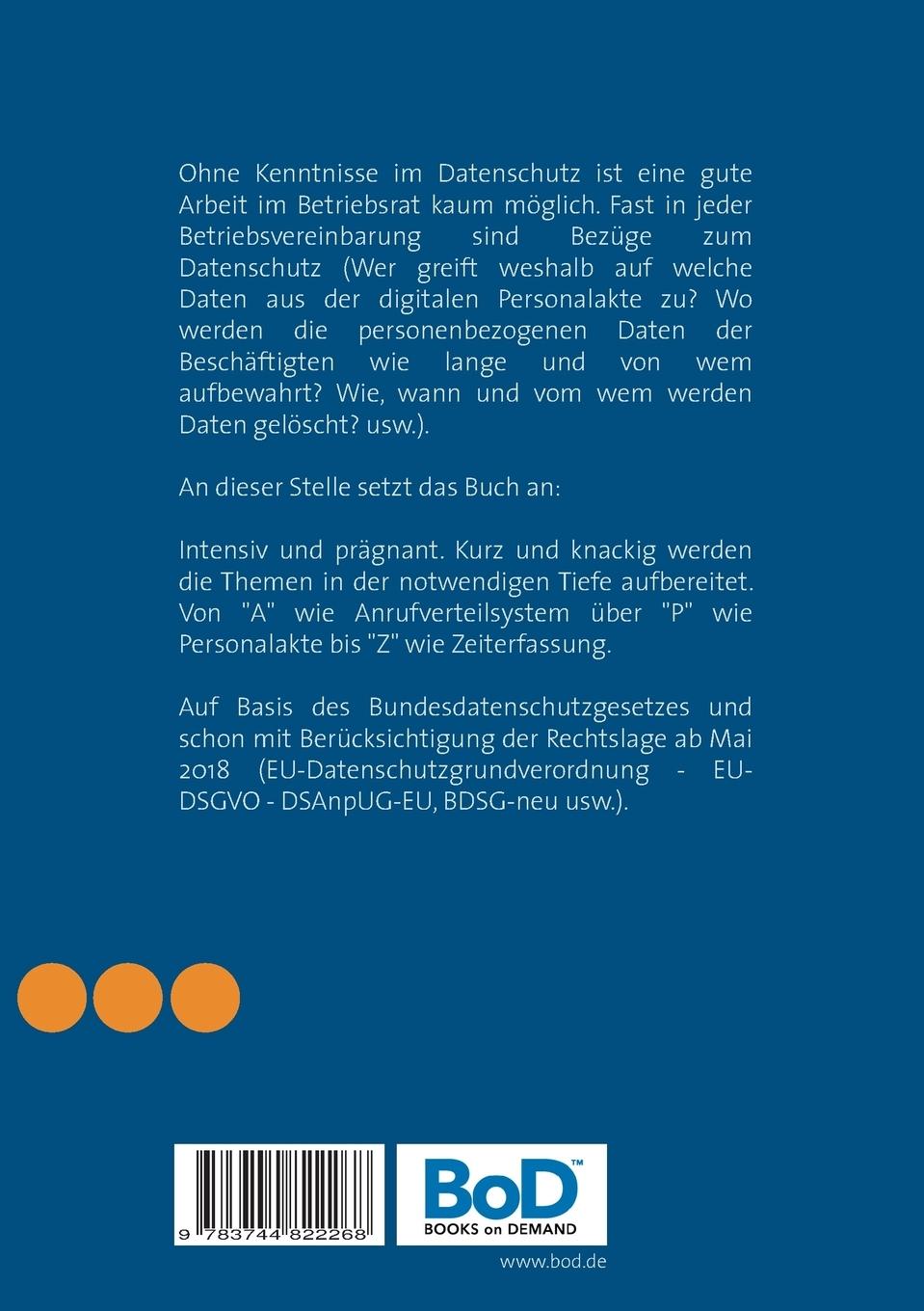 Rückseite: 9783744822268 | Datenschutz für Betriebsräte | Kurz und knackig. | Ochsenfeld | Buch