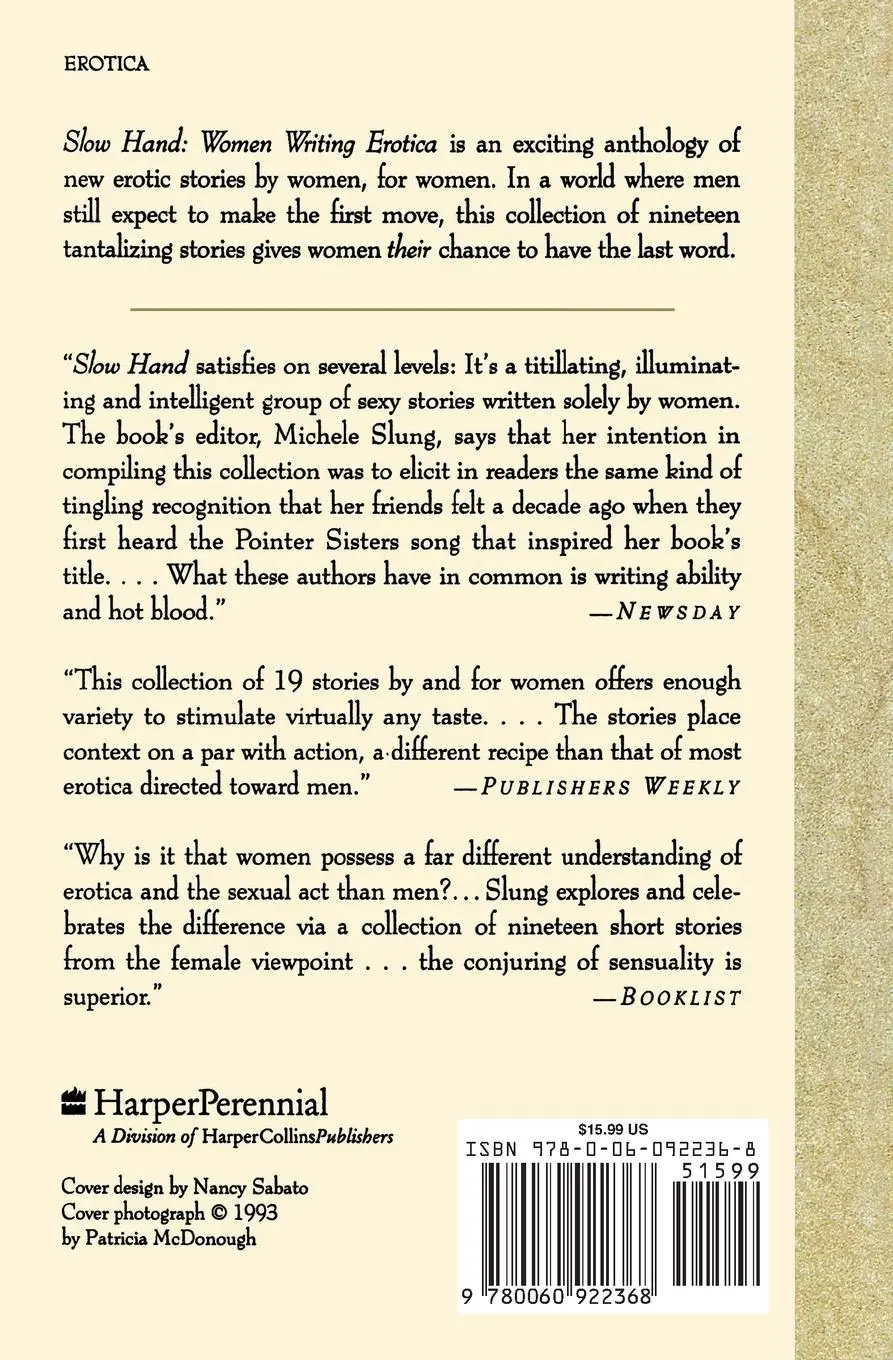 Rückseite: 9780060922368 | Slow Hand | Women Writing Erotica | Michelle Slung | Taschenbuch