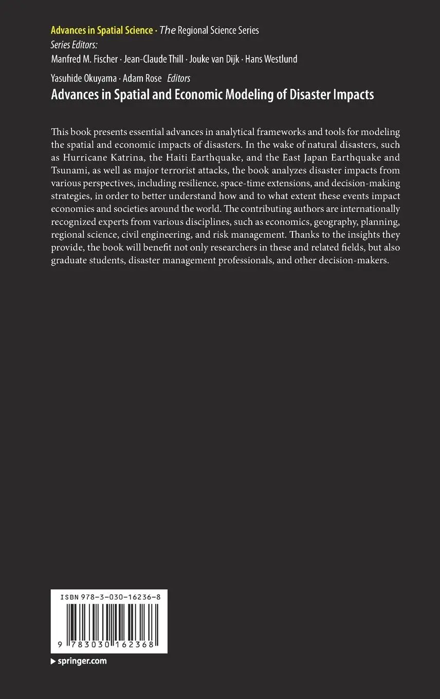 Rückseite: 9783030162368 | Advances in Spatial and Economic Modeling of Disaster Impacts | Buch