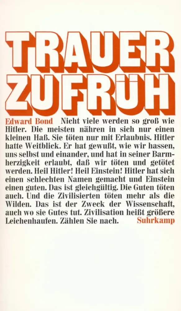 Cover: 9783518022368 | Trauer zu früh | Edward Bond | Taschenbuch | 106 S. | Deutsch