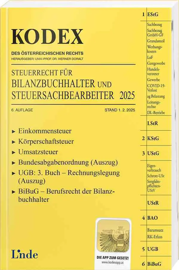Cover: 9783707352368 | KODEX Steuerrecht für Bilanzbuchhalter und Steuersachbearbeiter 2025