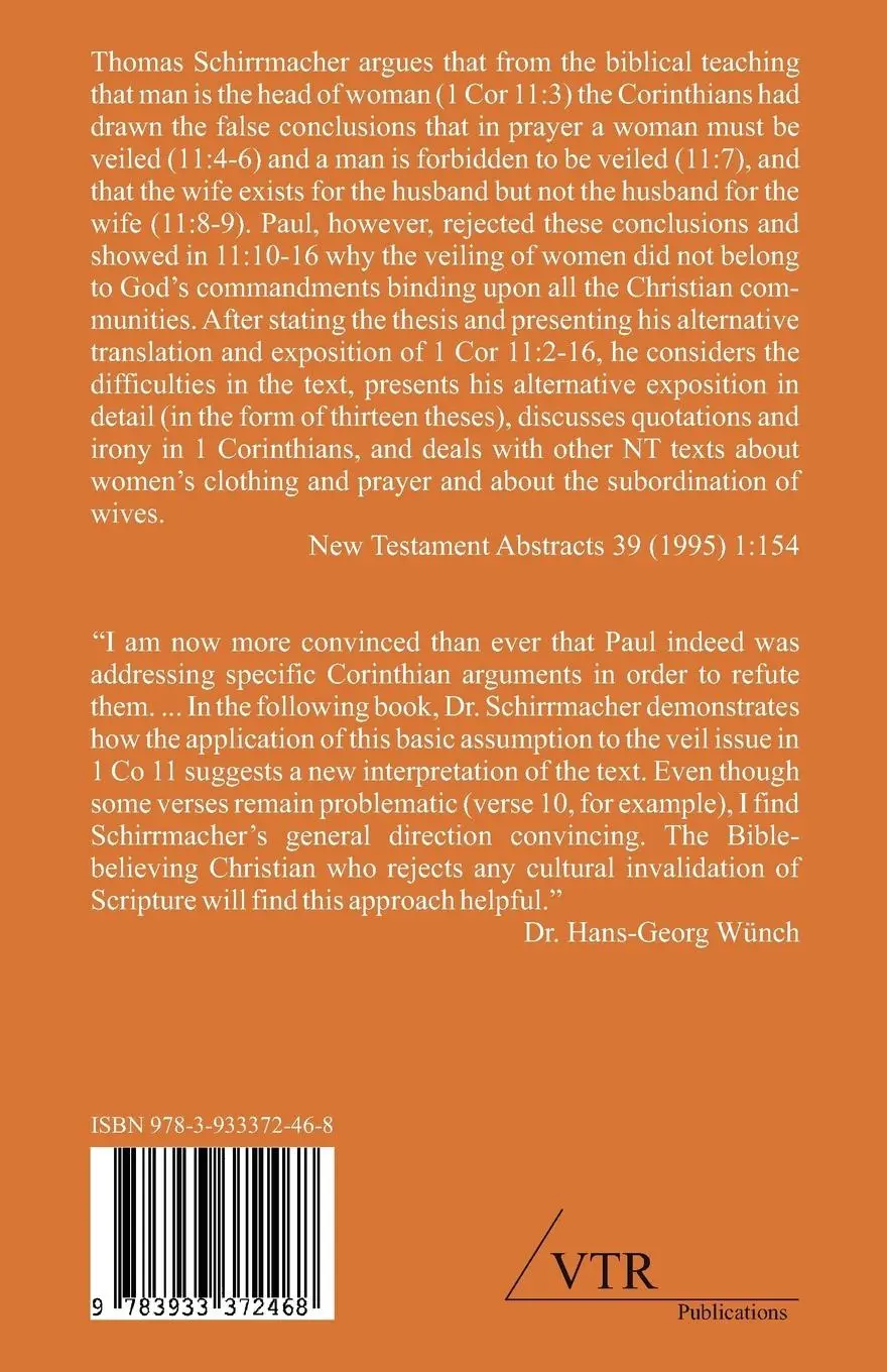 Rückseite: 9783933372468 | Paul in Conflict with the Veil | Thomas Schirrmacher | Taschenbuch