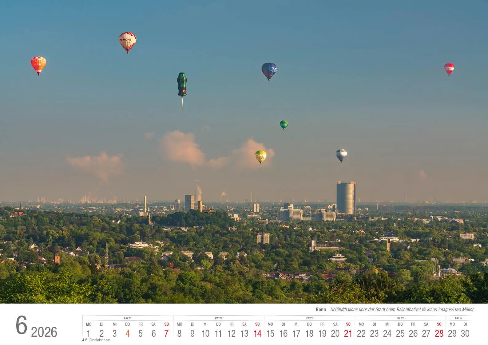Bild: 9783965352568 | Bonn 2026 Bildkalender A3 quer, spiralgebunden | Holger Klaes | 2026