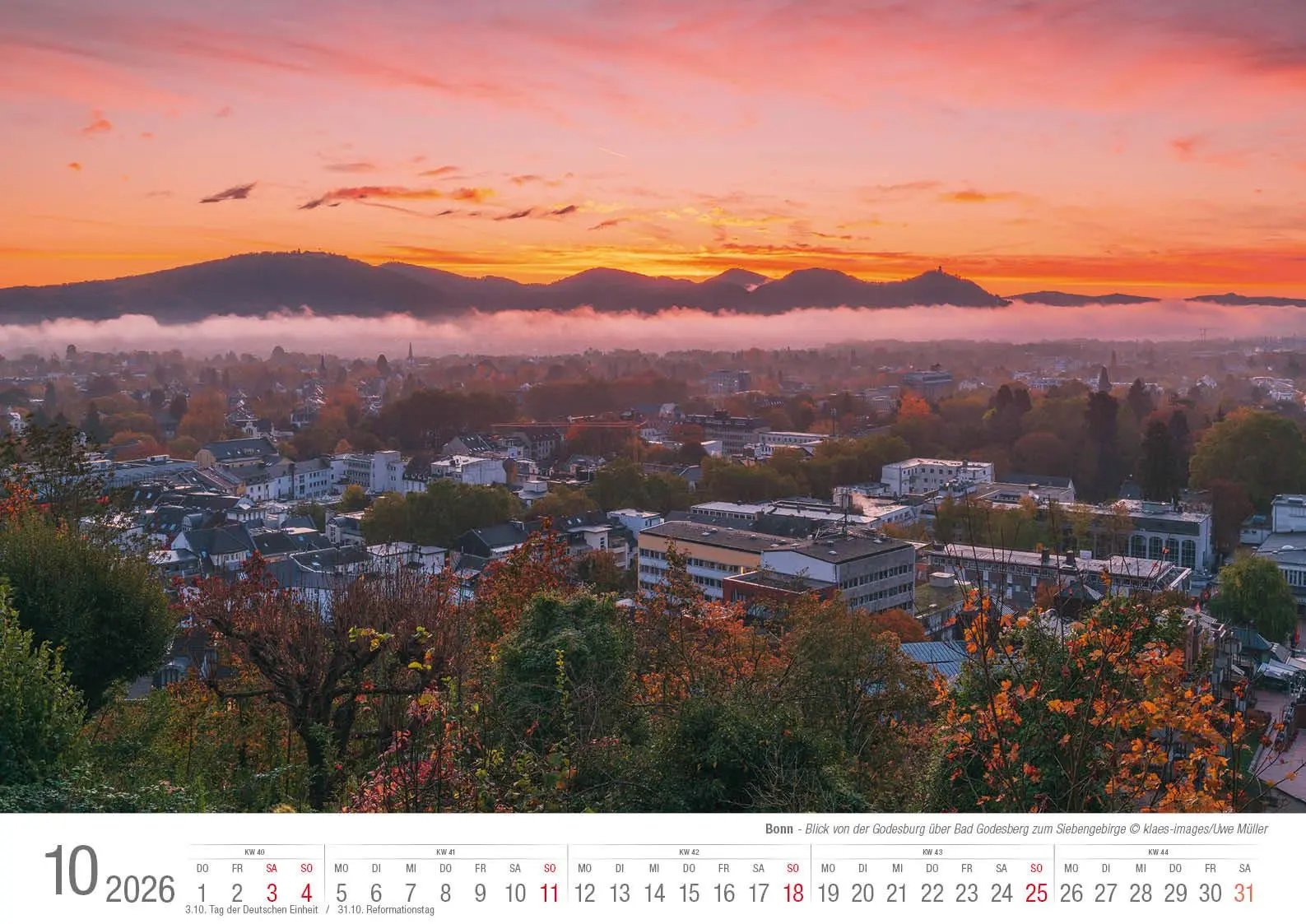 Bild: 9783965352568 | Bonn 2026 Bildkalender A3 quer, spiralgebunden | Holger Klaes | 2026