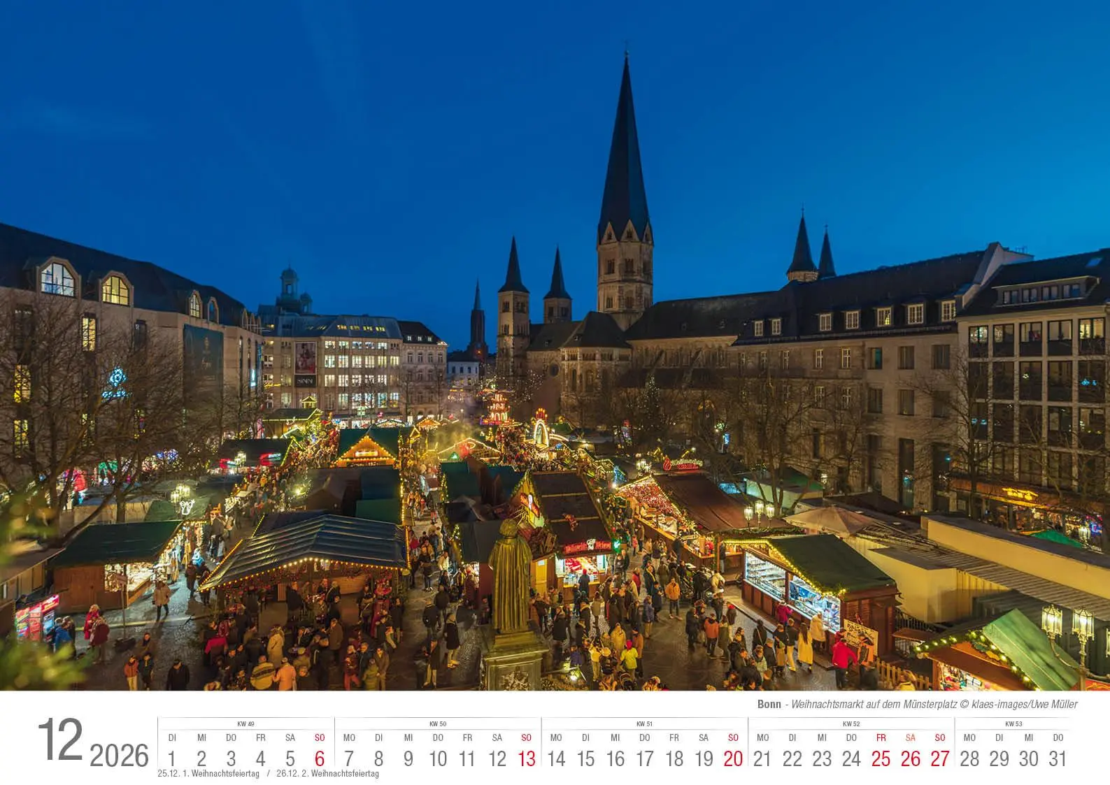 Bild: 9783965352568 | Bonn 2026 Bildkalender A3 quer, spiralgebunden | Holger Klaes | 2026