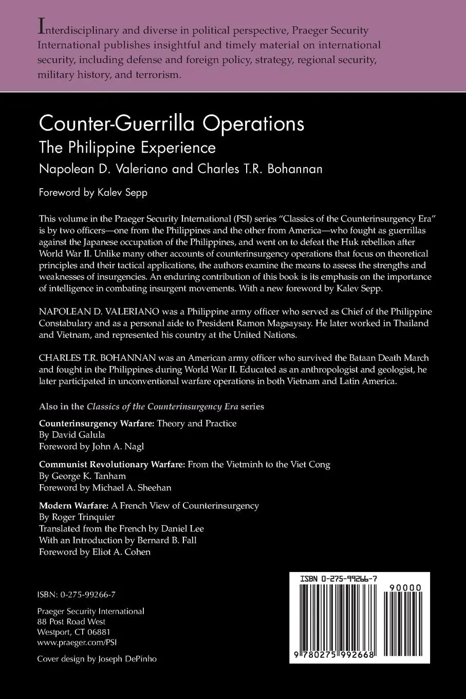 Rückseite: 9780275992668 | Counter-Guerrilla Operations | The Philippine Experience | Taschenbuch