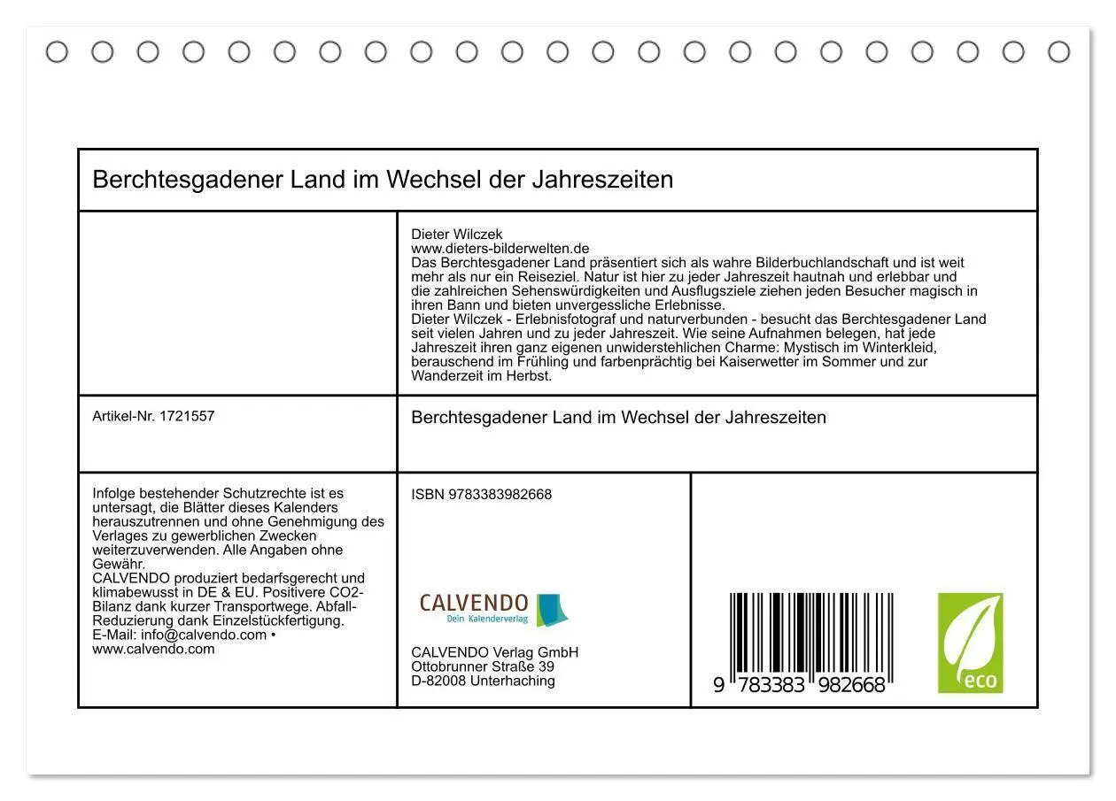 Bild: 9783383982668 | Berchtesgadener Land im Wechsel der Jahreszeiten (Tischkalender...
