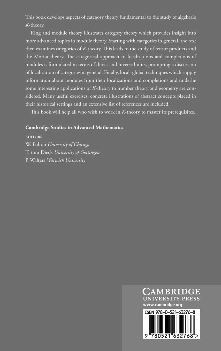 Rückseite: 9780521632768 | Categories and Modules with K-Theory in View | A. J. Berrick (u. a.)
