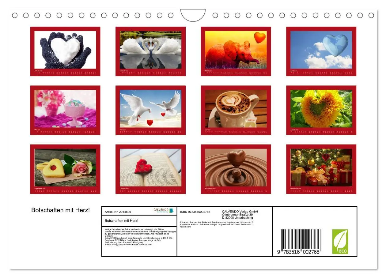 Bild: 9783516002768 | Botschaften mit Herz! (Wandkalender 2026 DIN A4 quer), CALVENDO...