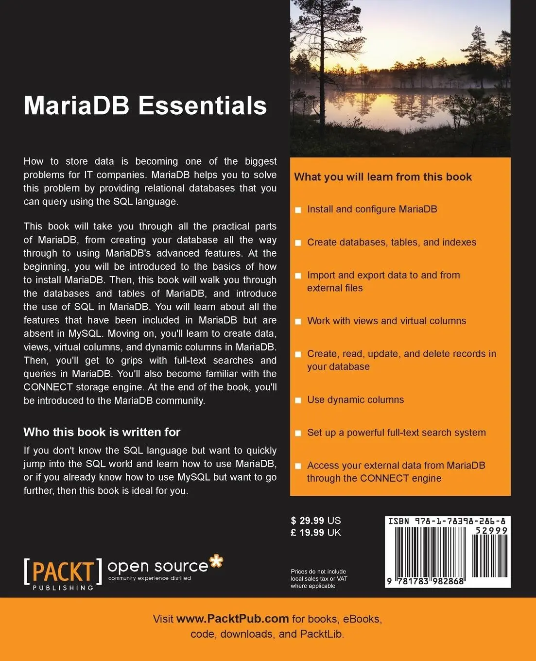 Rückseite: 9781783982868 | MariaDB Essentials | Federico Razzoli (u. a.) | Taschenbuch | Englisch