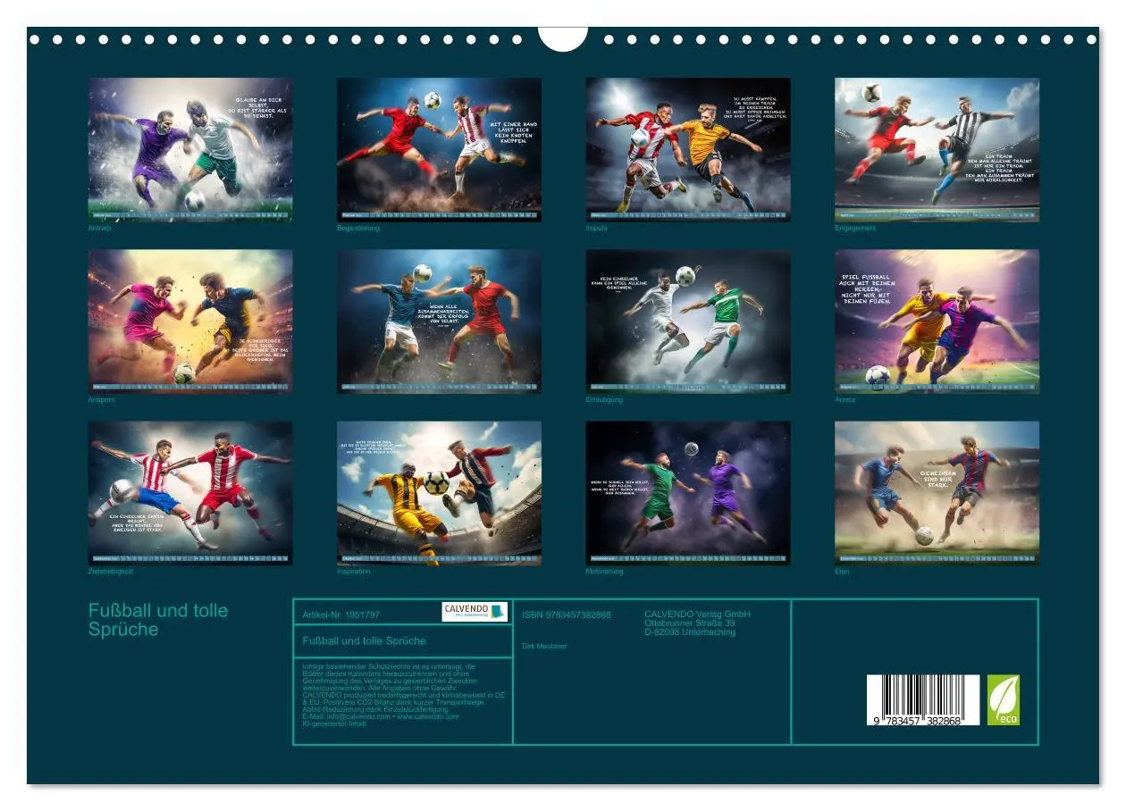 Bild: 9783457382868 | Fußball und tolle Sprüche (Wandkalender 2026 DIN A3 quer), CALVENDO...