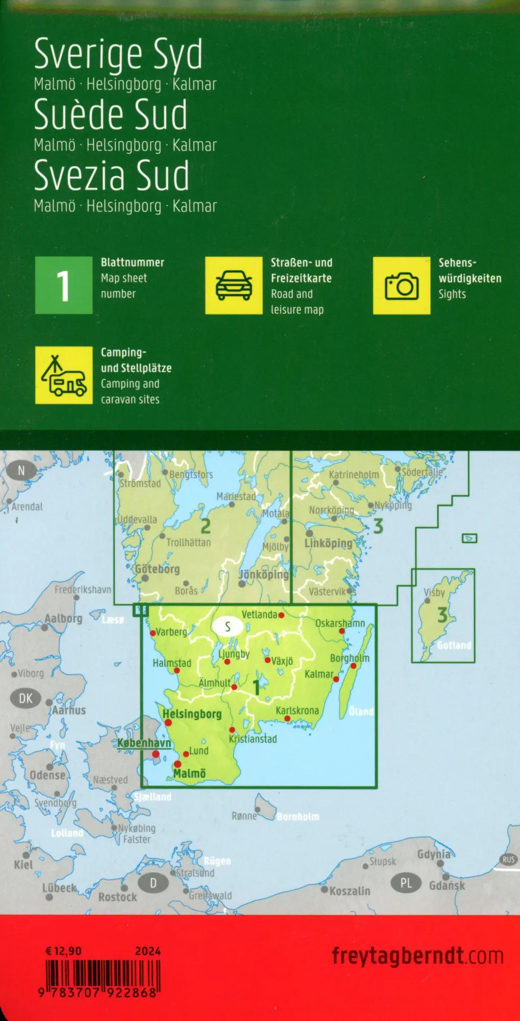 Bild: 9783707922868 | Schweden Süd, Straßen- und Freizeitkarte 1:250.000, freytag &amp; berndt